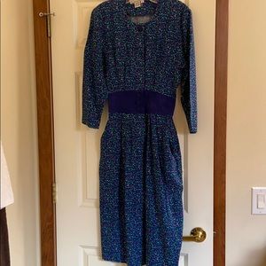 Pretty print suede trimmed dress